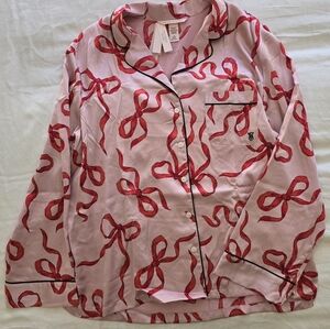 Chalk Rose Bows Top Glazed Satin Pajama